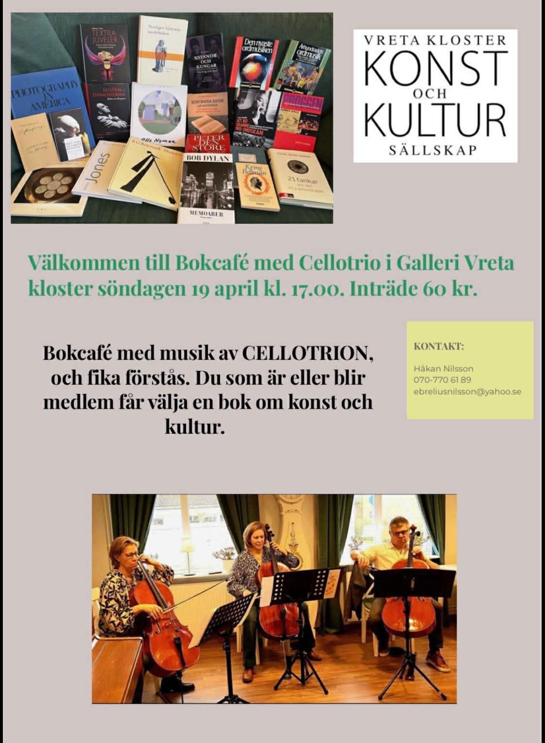 Bokcafé med Cellotrion i Galleri Vreta kloster
