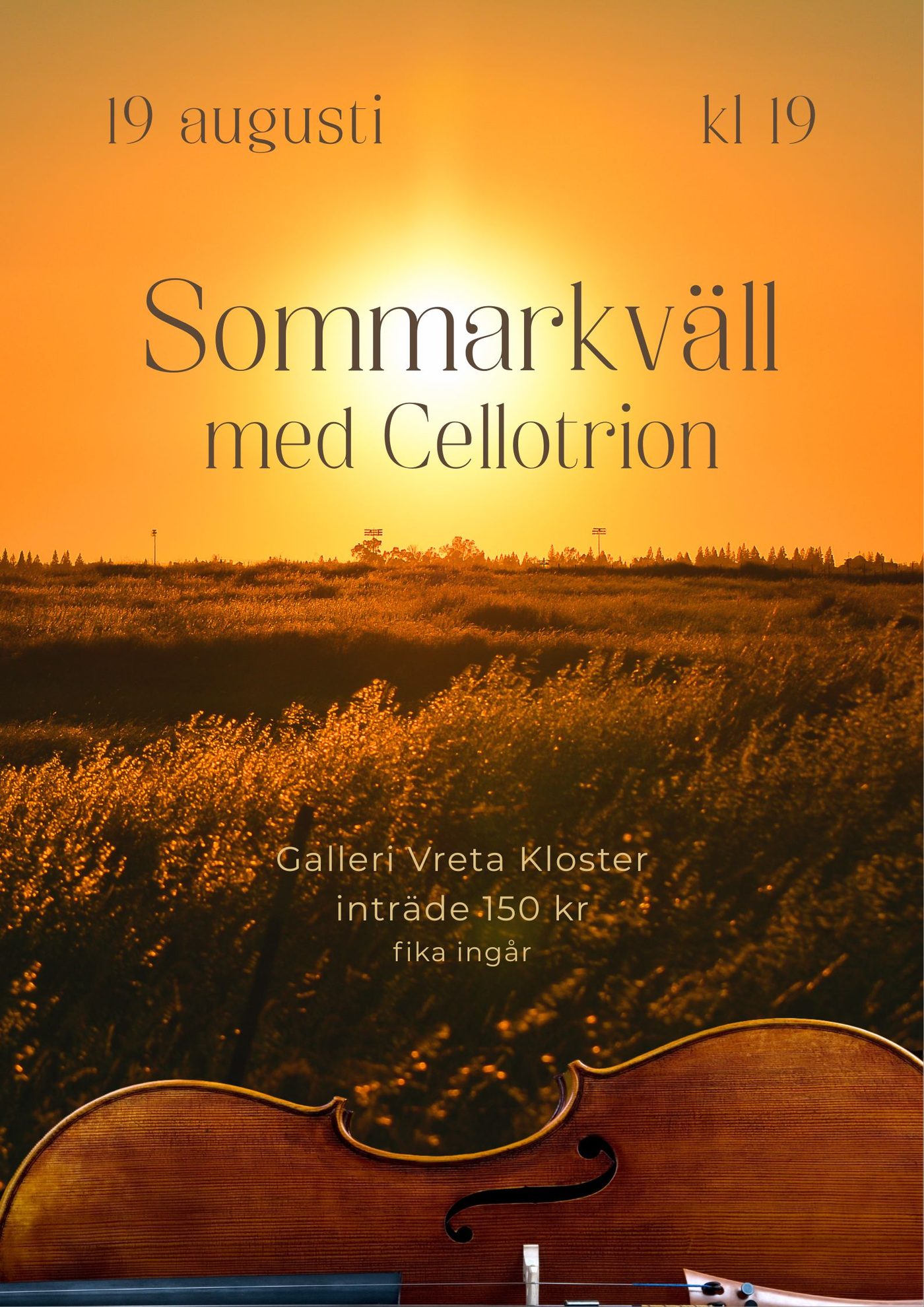 Sommarkväll med Cellotrion – konsert i Vreta kloster 19 augusti